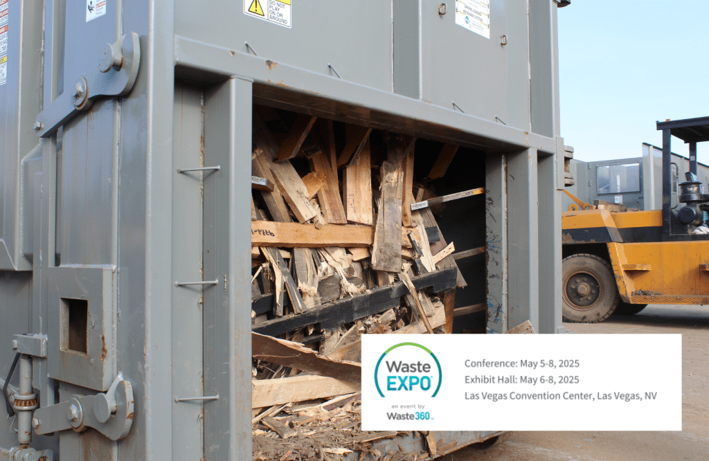 Waste Expo compactor at waste management & recycling event, Waste Expo.